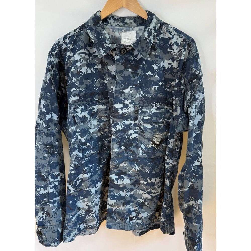 USN US Navy Field Jacket Digital Camo Military Mens Size Large Short